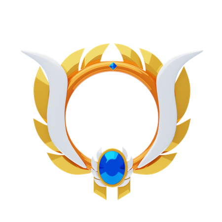 Fantasy Frame With Gold Wings And Blue Diamonds  3D Icon