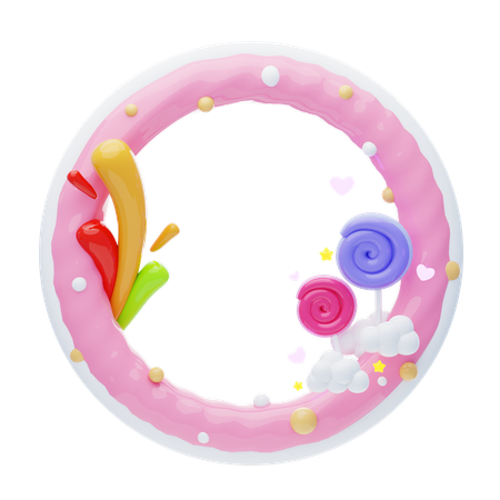 Fantasy Frame With Lollipops  3D Icon