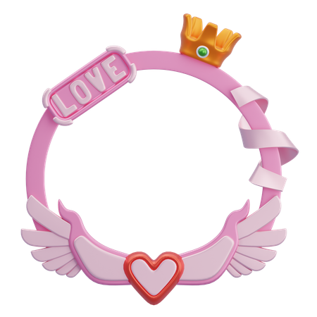 Fantasy Frame With Love And Crown  3D Icon