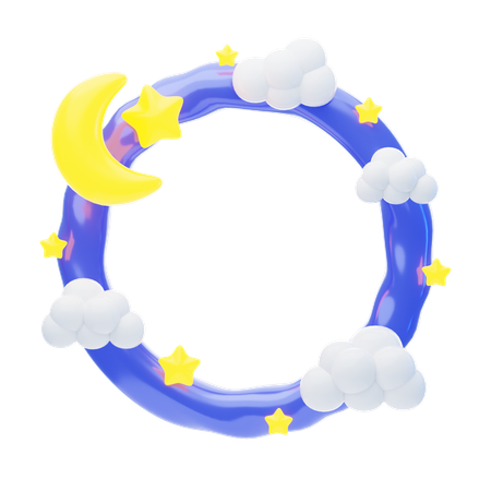 Fantasy Frame With Night Clouds Moon And Stars  3D Icon