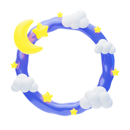 Fantasy Frame With Night Clouds Moon And Stars  3D Icon
