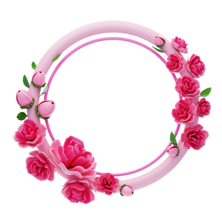 Fantasy Frame With Pink Flowers And Buds  3D Icon