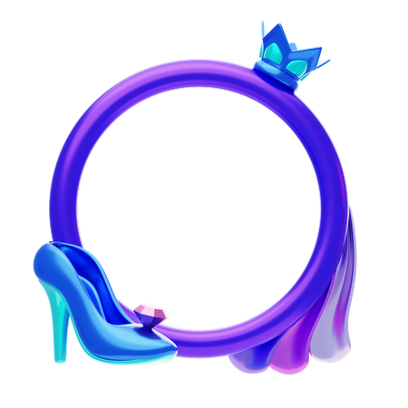 Fantasy Frame With Shoes And Crown  3D Icon