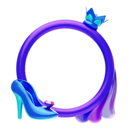 Fantasy Frame With Shoes And Crown  3D Icon