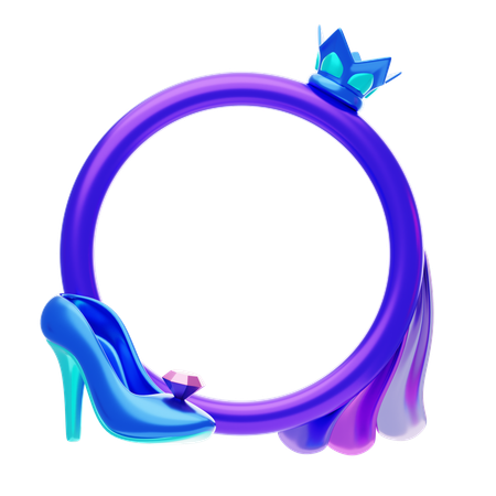 Fantasy Frame With Shoes And Crown  3D Icon