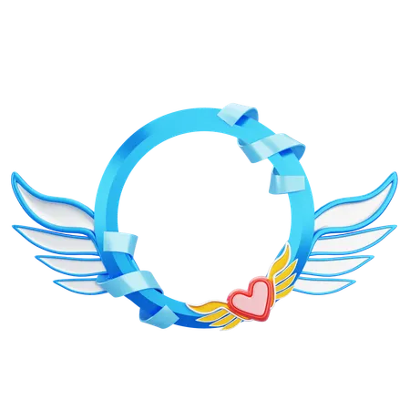 Fantasy Frame With Winged Hearts  3D Icon