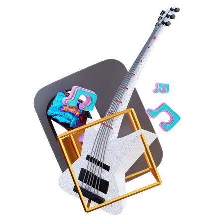 Fantasy Guitar  3D Illustration