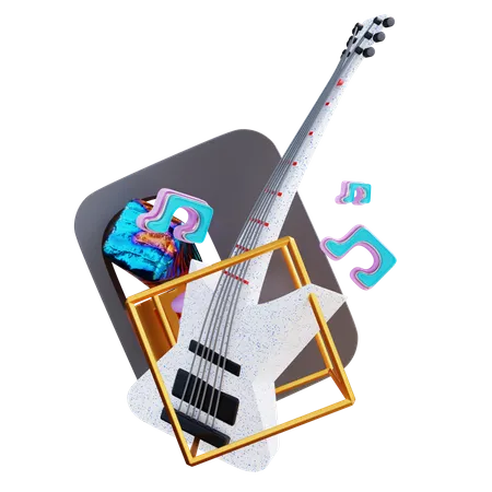 Fantasy Guitar  3D Illustration