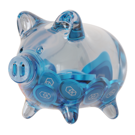 Fantom (FTM) Clear Glass Piggy Bank 3D Icon