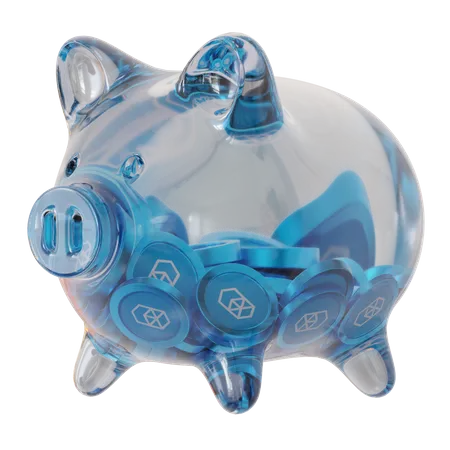 Fantom (FTM) Clear Glass Piggy Bank 3D Icon