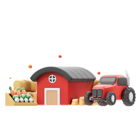 Farm And Grain Barn  3D Icon