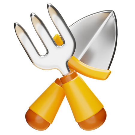 FARM FORK AND SHOVEL  3D Icon