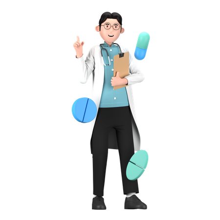 Hombre farmacéutico con medicina  3D Icon