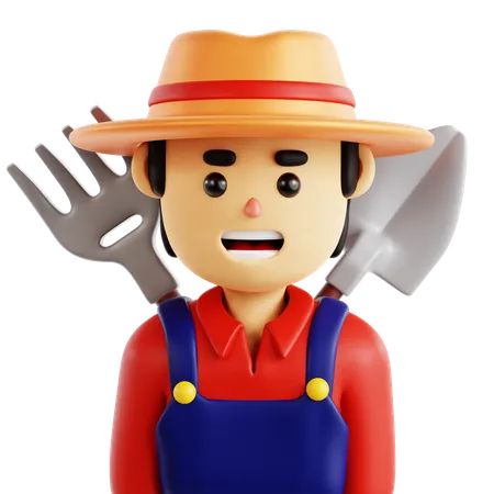 農夫キャラクター  3D Icon