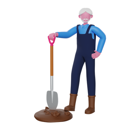 Farmer Digging with shovel  3D Icon