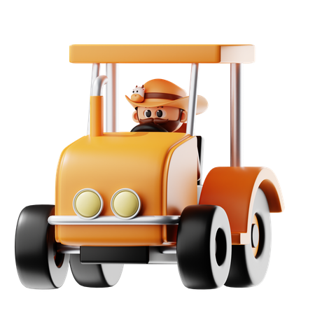 Farmer Driving Tractor  3D Icon