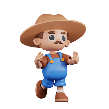 Farmer Feeling Happy  3D Illustration