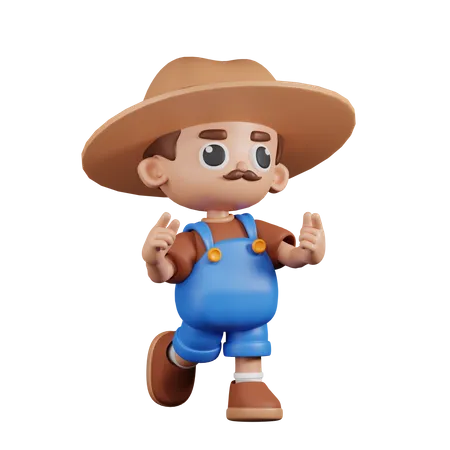 Farmer Feeling Happy  3D Illustration