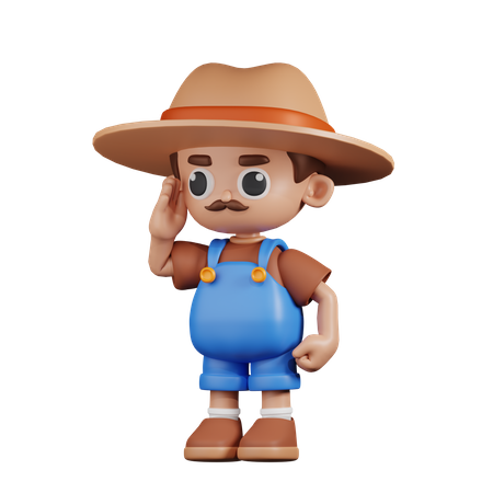 Farmer Giving Salute  3D Illustration