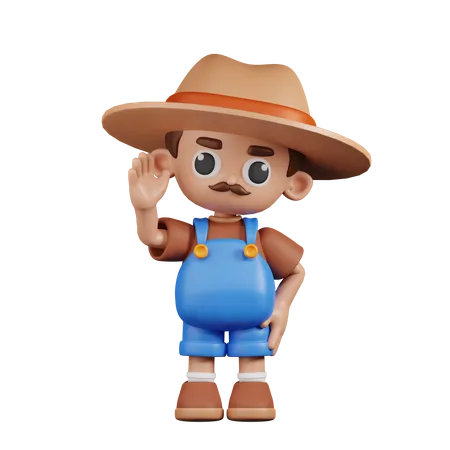 Farmer Greeting  3D Illustration