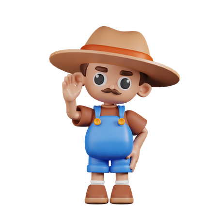 Farmer Greeting  3D Illustration