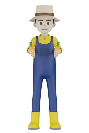 Farmer Having Carrots  3D Icon