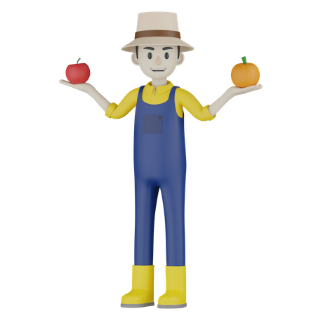 Farmer Holding Fruit  3D Icon