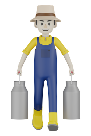 Farmer Holding Milk Can  3D Icon