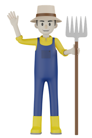 Farmer Holding Rack  3D Illustration