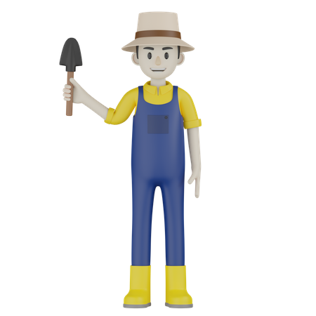 Farmer Holding Shovel  3D Icon