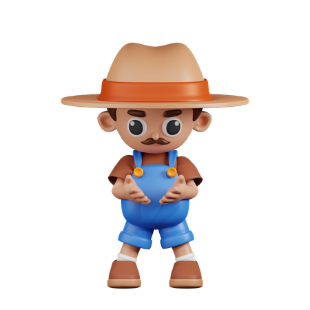 Farmer Holding Something  3D Illustration