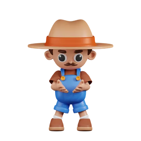 Farmer Holding Something  3D Illustration