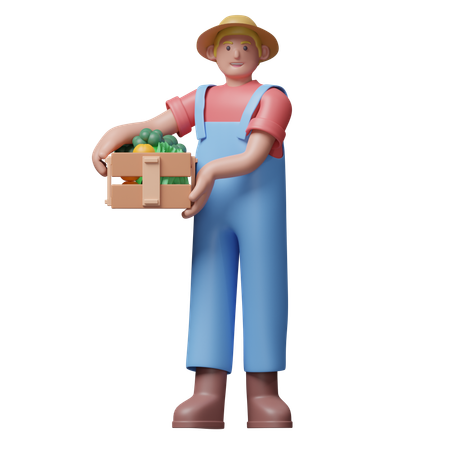 Farmer Holding Vegetables  3D Icon