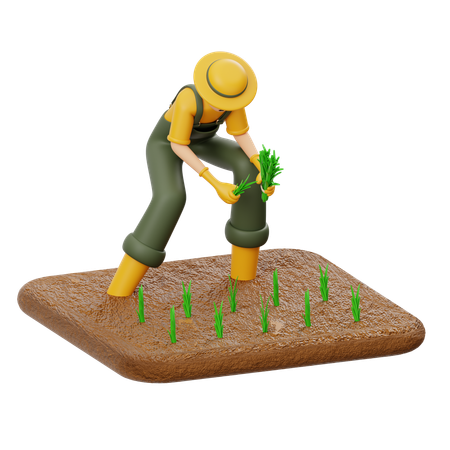 Farmer Is Planting A Tree  3D Icon