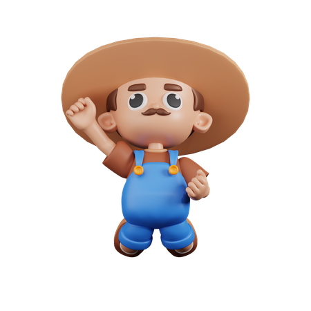 Farmer Jumping In The Air  3D Icon