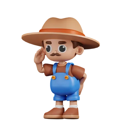 Farmer Looking For Something  3D Illustration