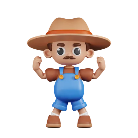 Farmer Looking Strong  3D Illustration