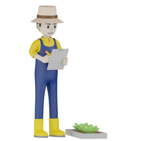 Farmer Making List  3D Illustration