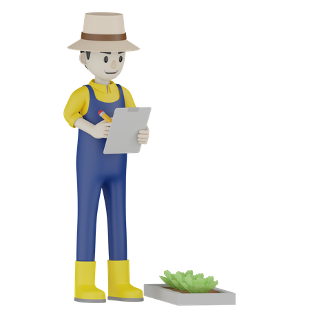 Farmer Making List 3D Illustration