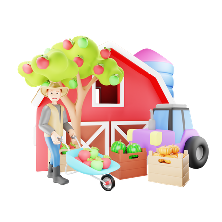 Farmer on the Farm  3D Icon