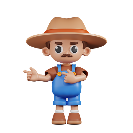 Farmer Pointing Fingers In Direction  3D Illustration