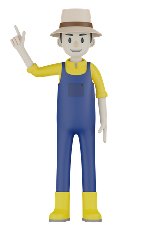 Farmer Pointing Something  3D Icon