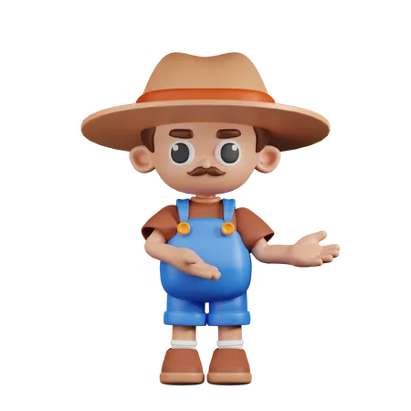 Farmer Pointing To Something  3D Illustration