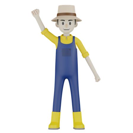 Farmer Raised Hand  3D Icon