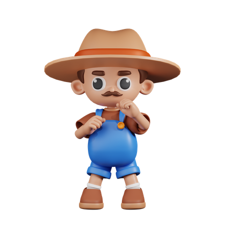 Farmer Ready To Fight  3D Illustration