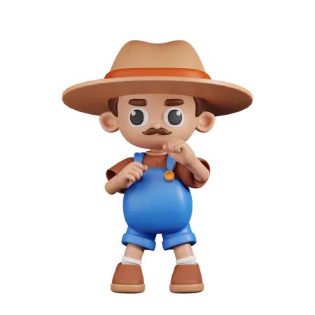 Farmer Ready To Fight  3D Illustration