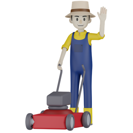 Farmer Say Hello  3D Illustration