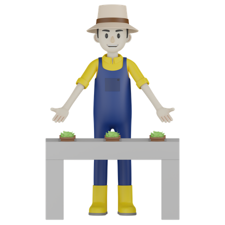 Farmer Showing Plant  3D Icon