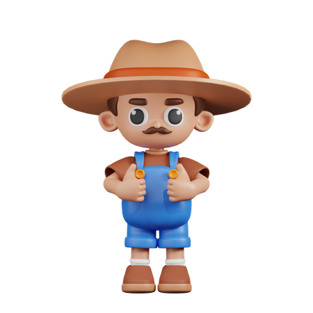 Farmer Showing Thumbs Up  3D Illustration