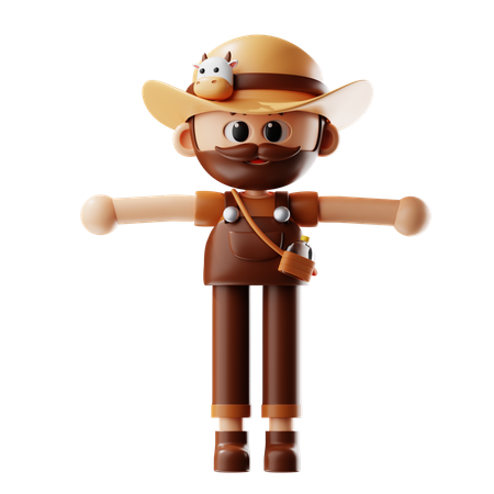 Farmer T Pose  3D Icon